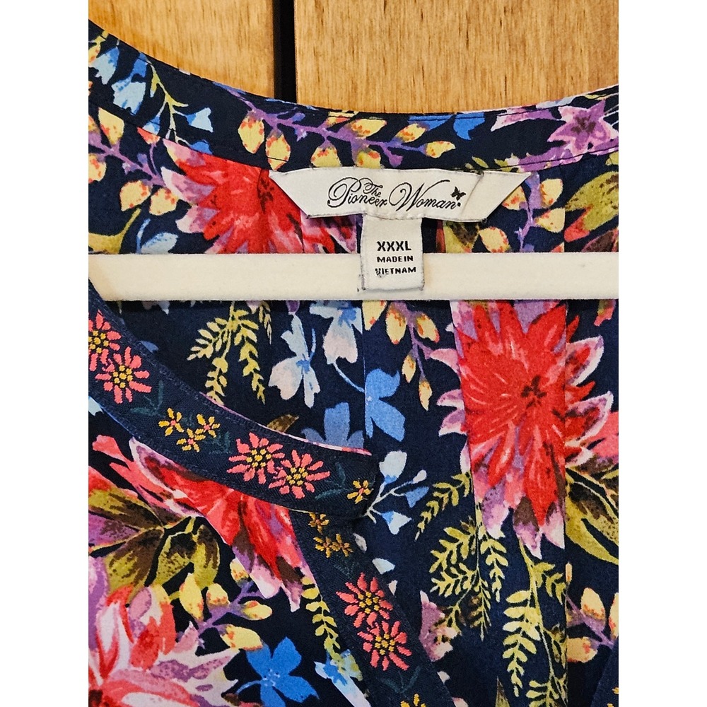 The Pioneer Woman Peasant Top Women XXXL Navy Blue Ditzy Floral 912P908PW #803 - Picture 4 of 11